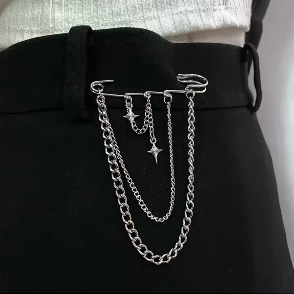 Safety Pin Tassels Star Brooch Pin